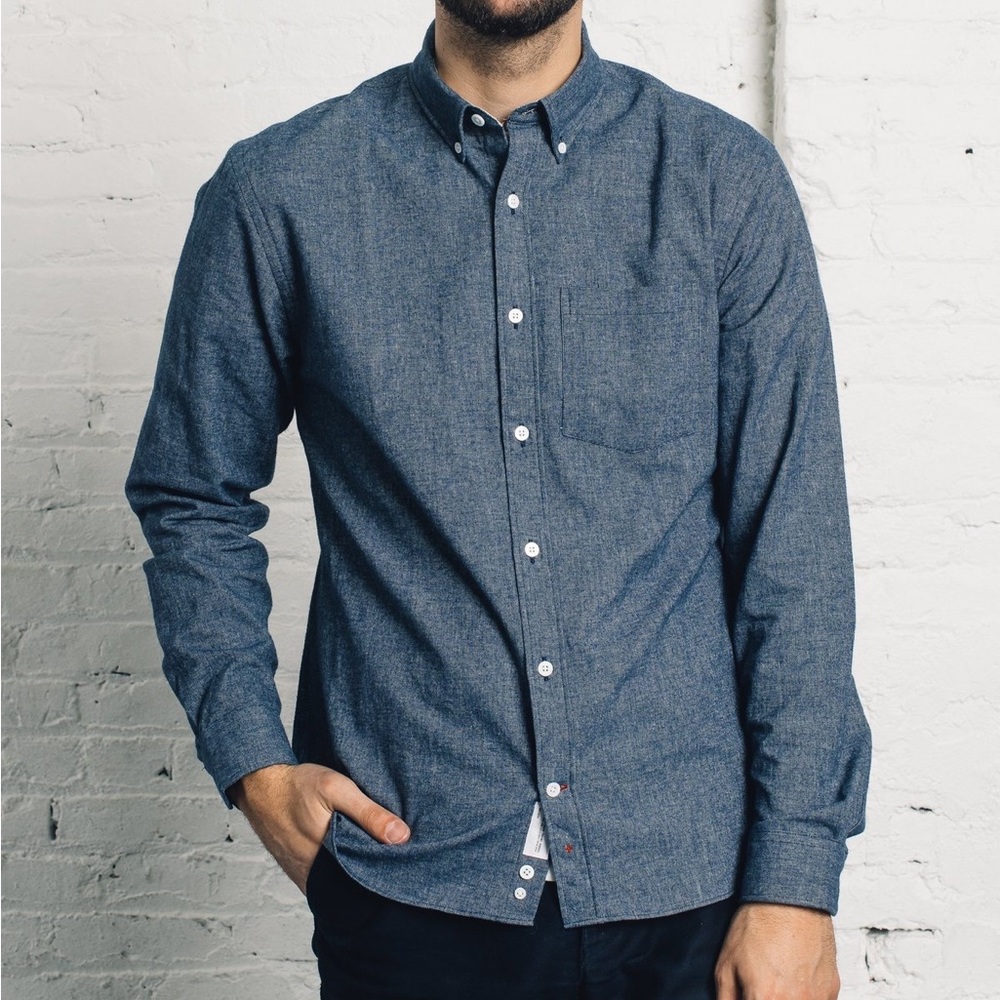 Apolis Indigo Flannel Button Down, Indigo/XL